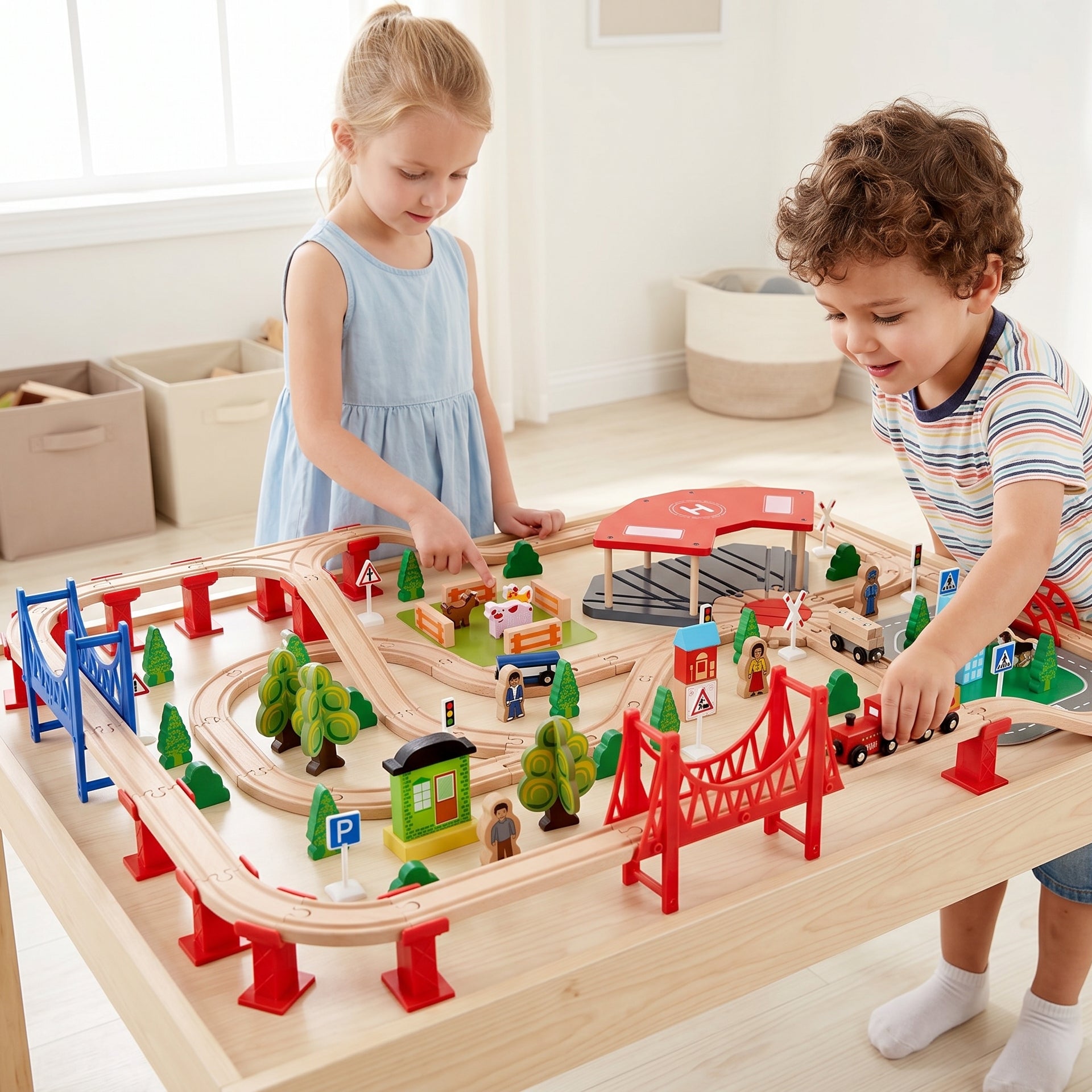 Wooden Large Train Set with Tracks