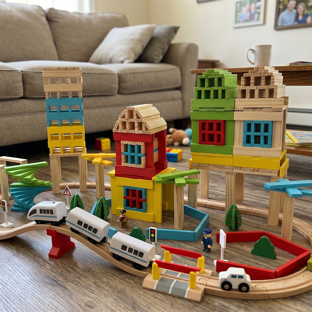 Wooden Train Track Set