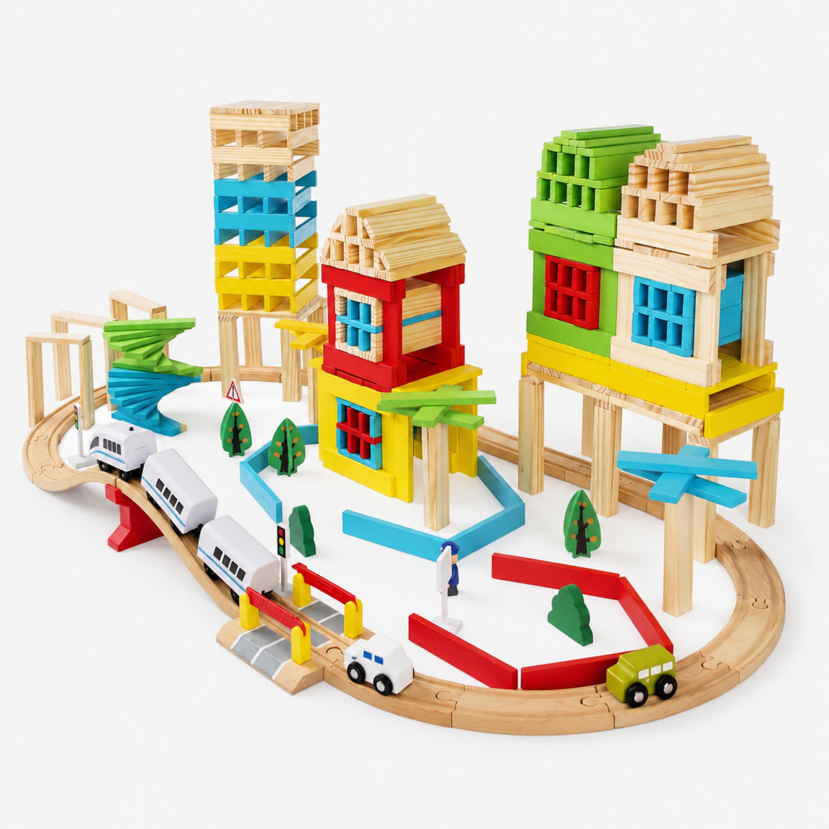 Wooden Train Track Set