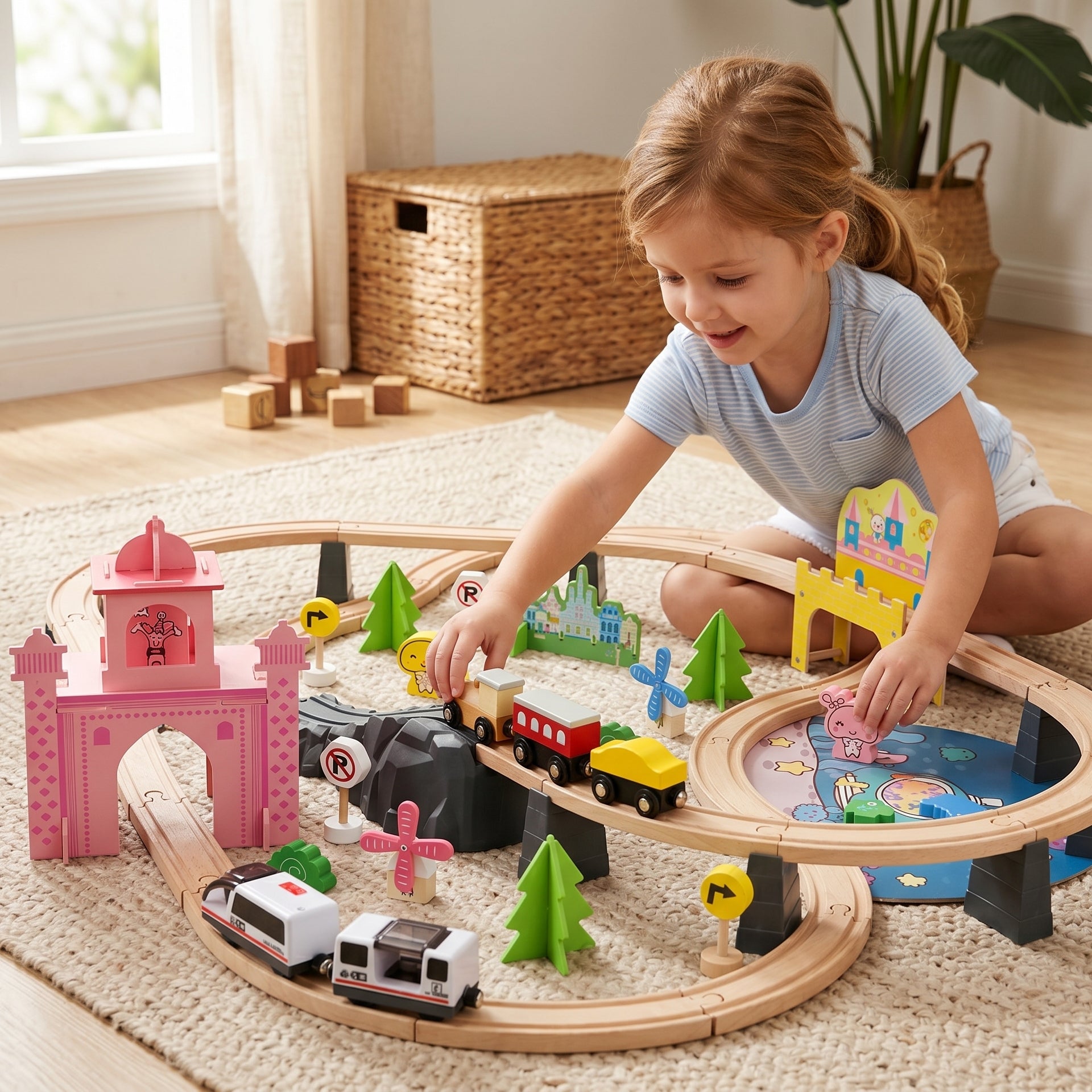 Wooden Large Train Set with Tracks