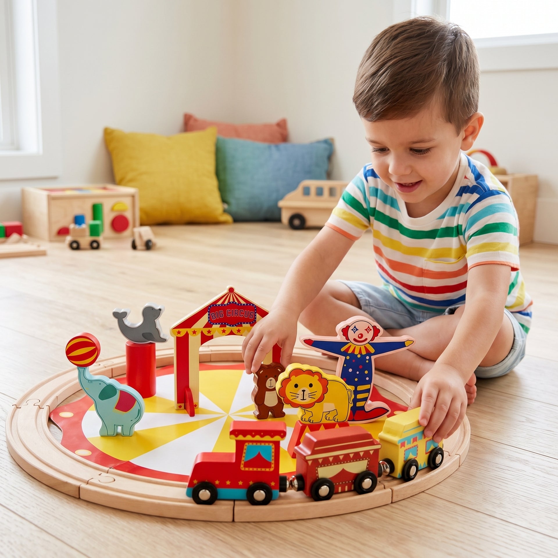 Wooden Train Track Set