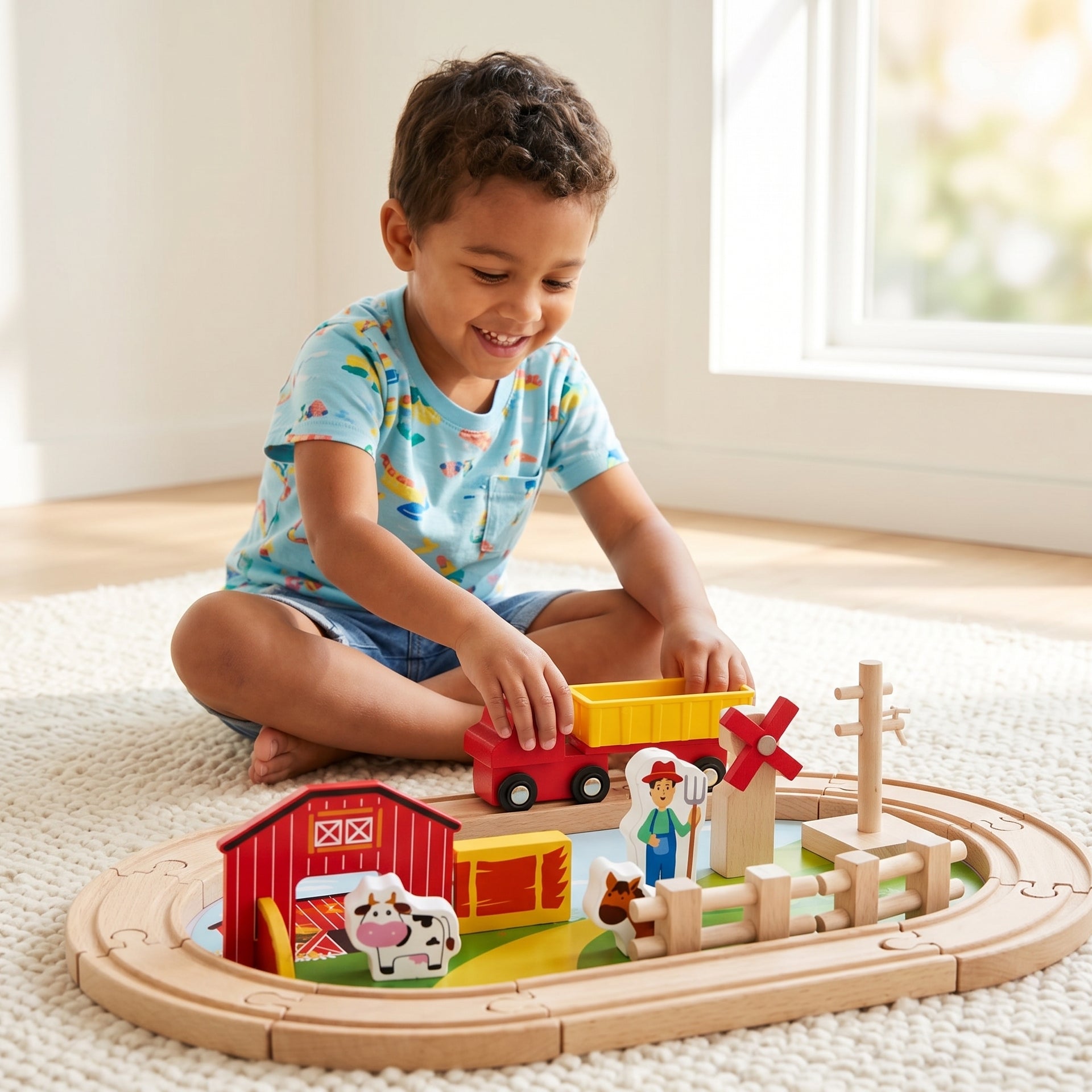 Wooden Train Track Set