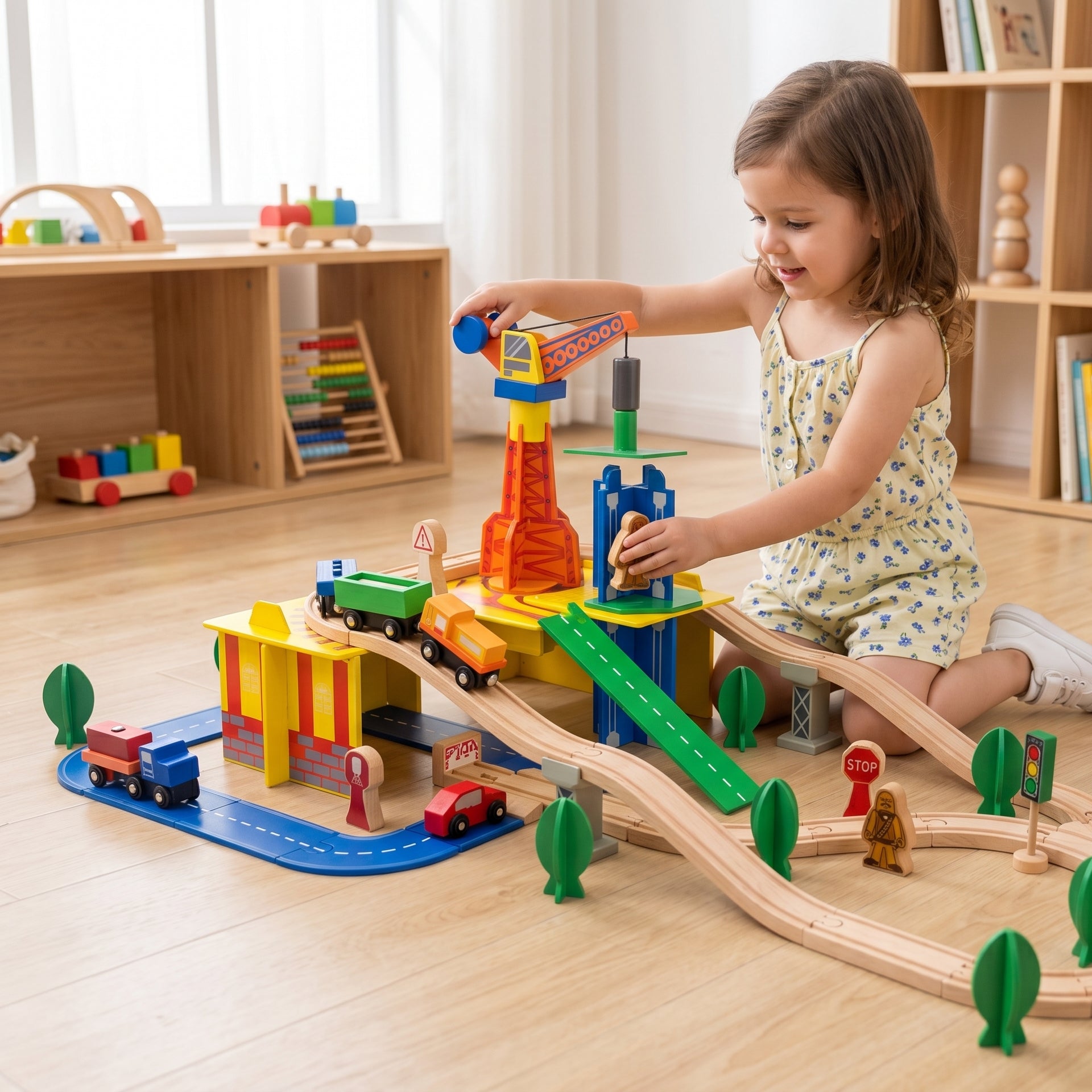 Wooden Train Track Set
