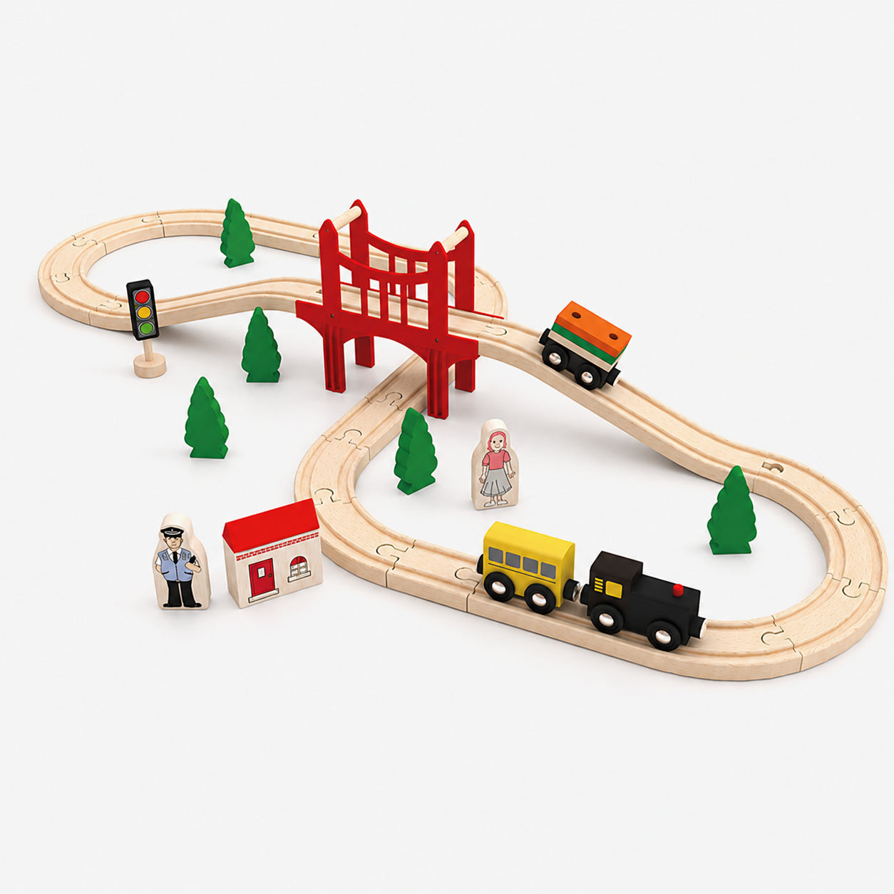 Wooden Train Track Set