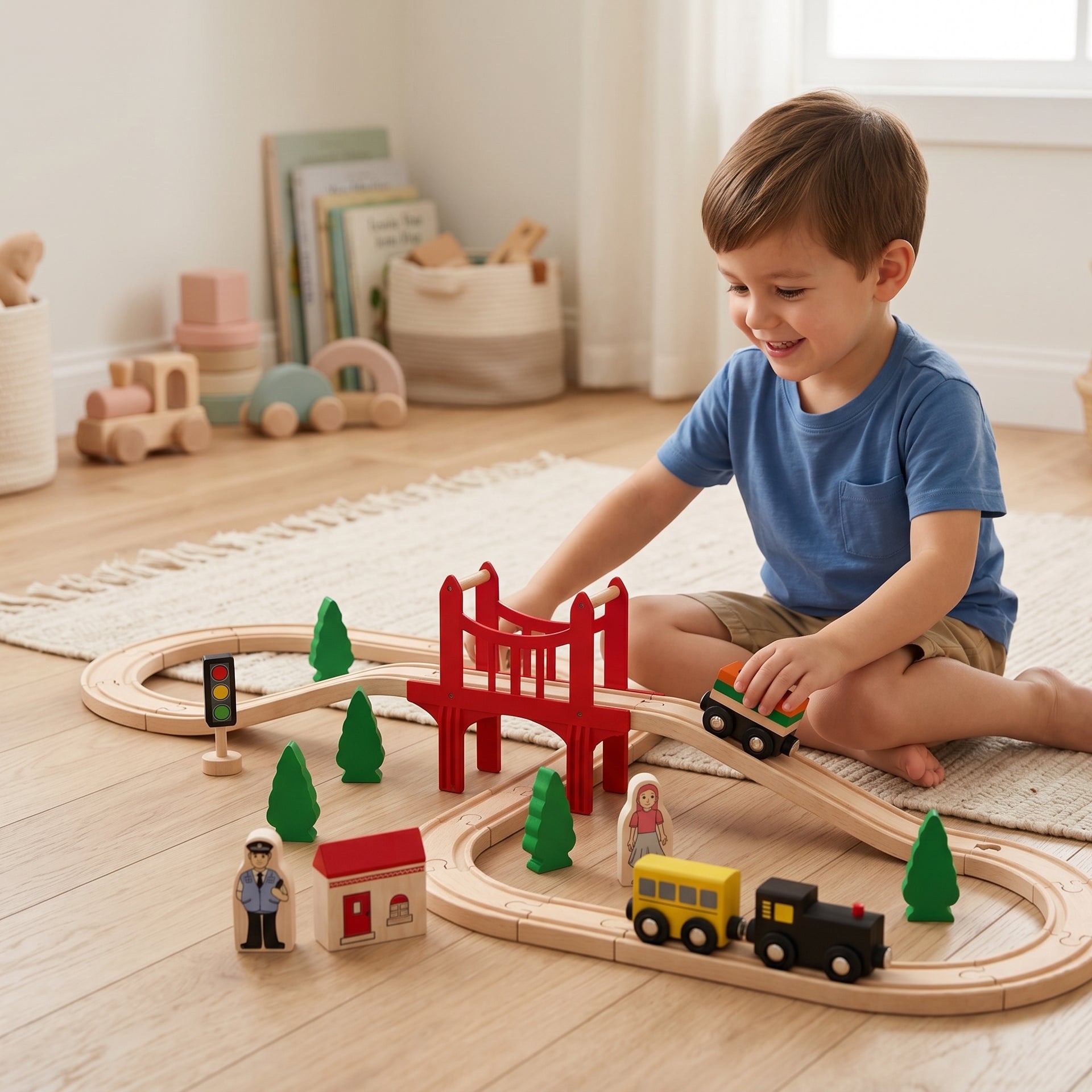 Wooden Train Track Set