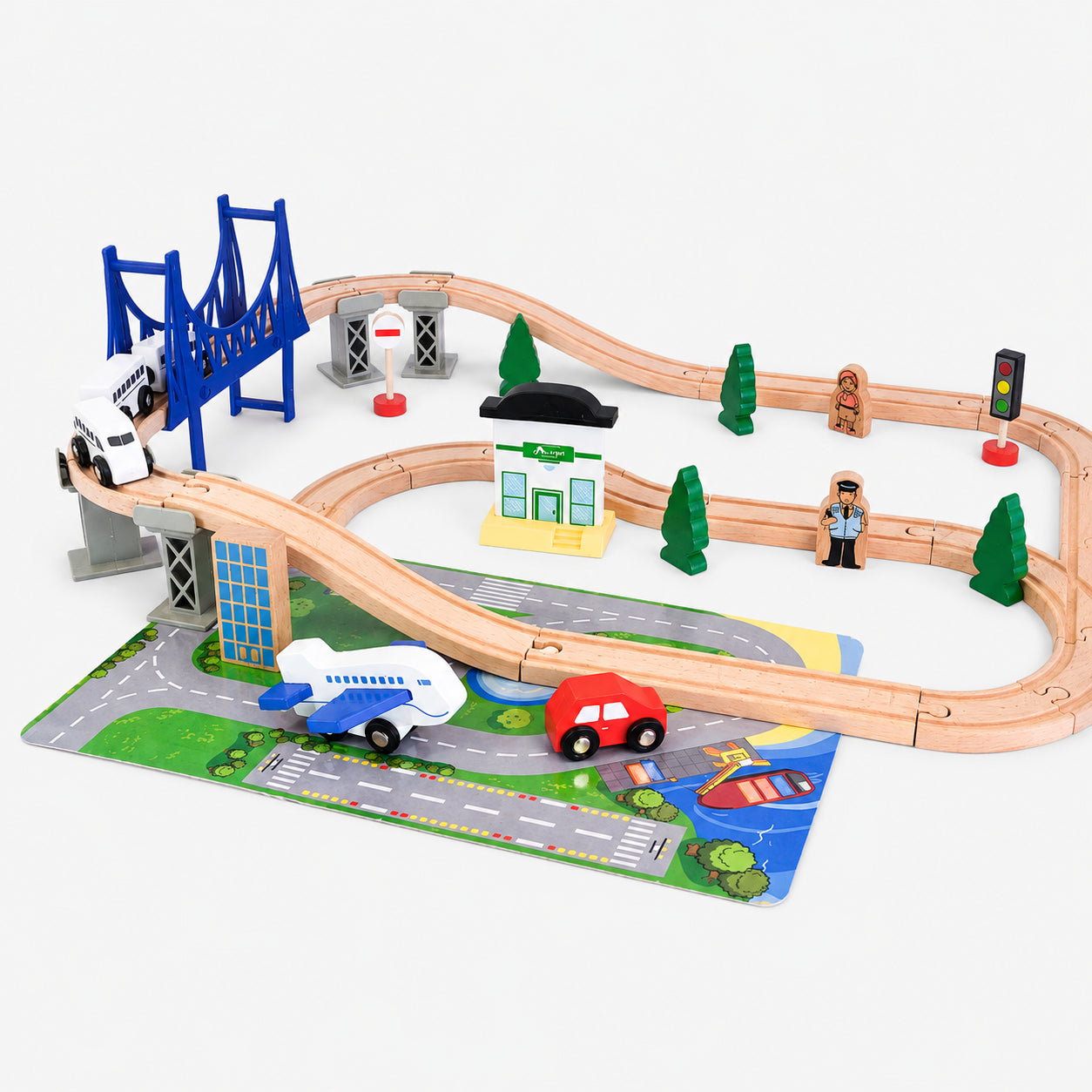 Wooden Train Track Set