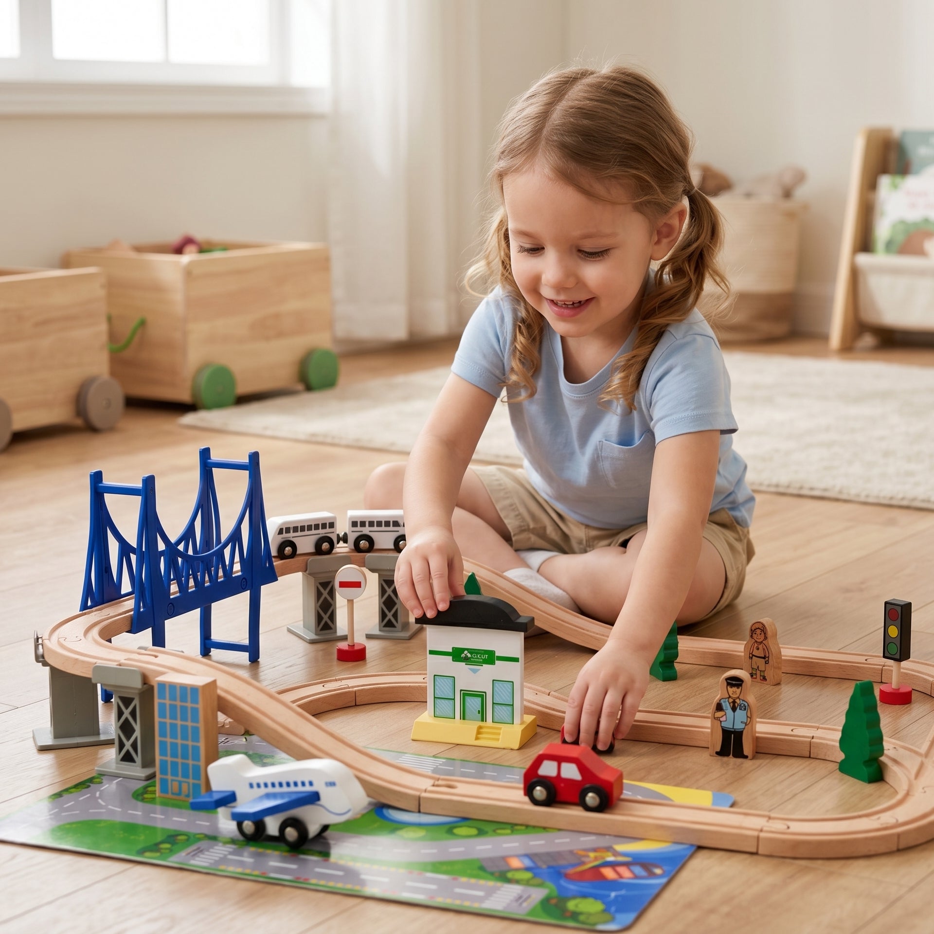 Wooden Train Track Set