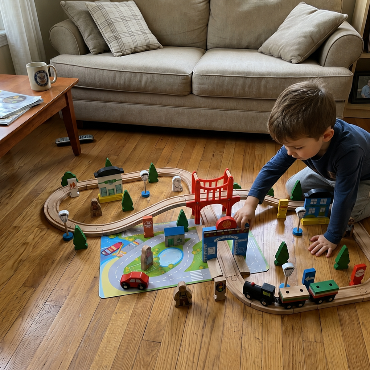 Wooden Train Track Set