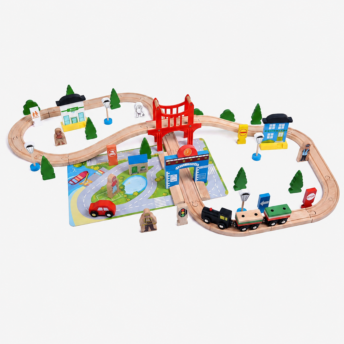 Wooden Train Track Set