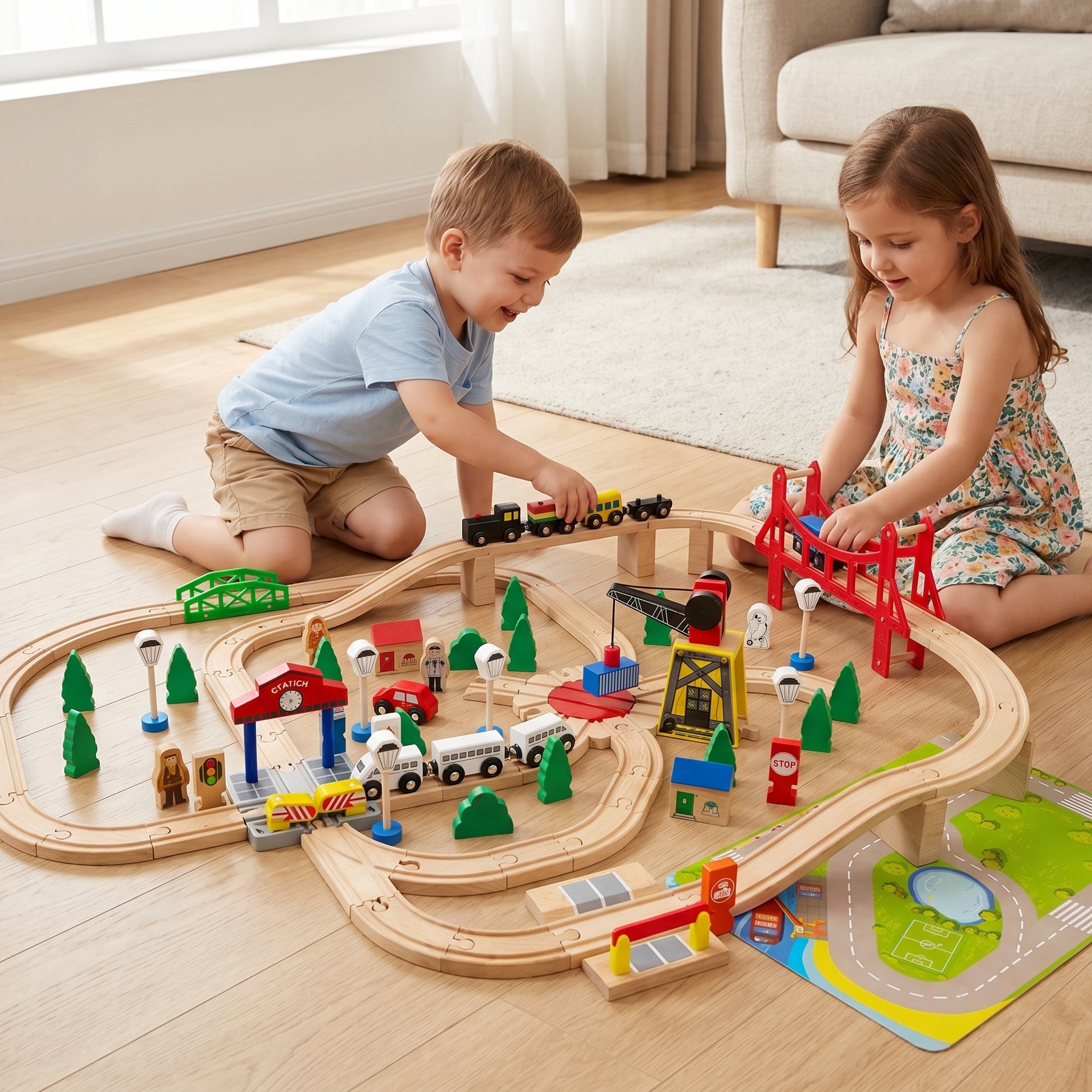 Wooden Large Train Set with Tracks