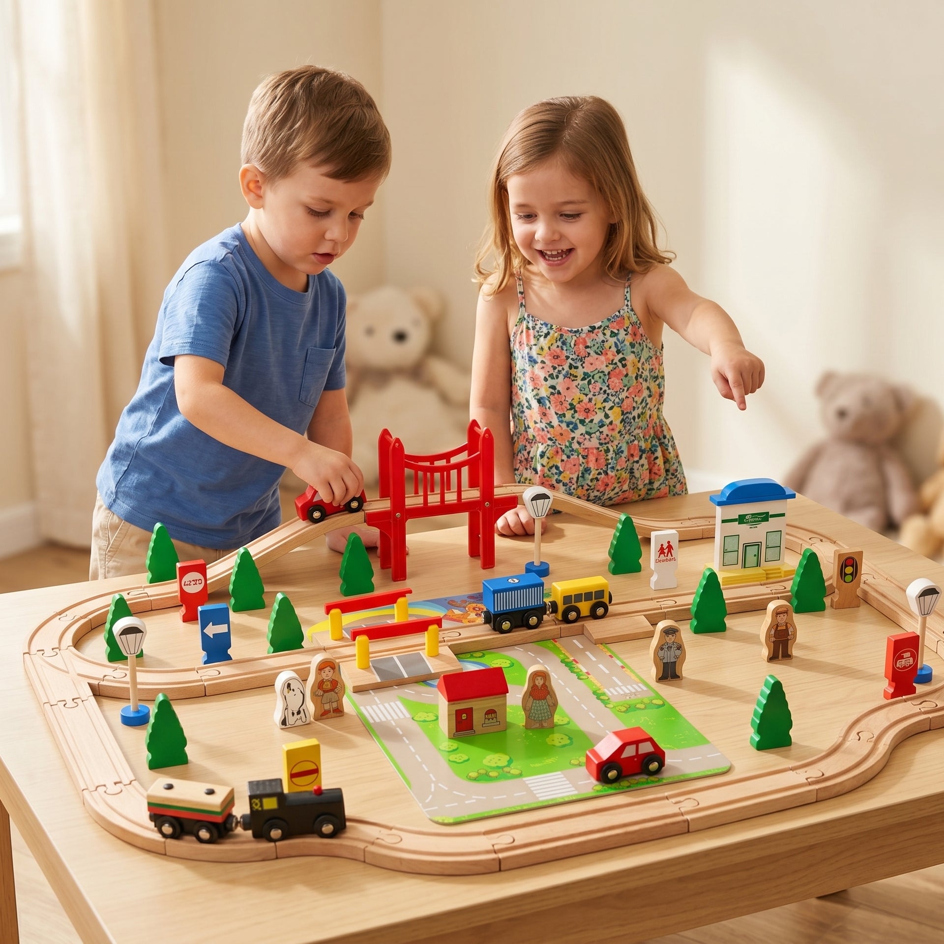 Wooden Train Track Set