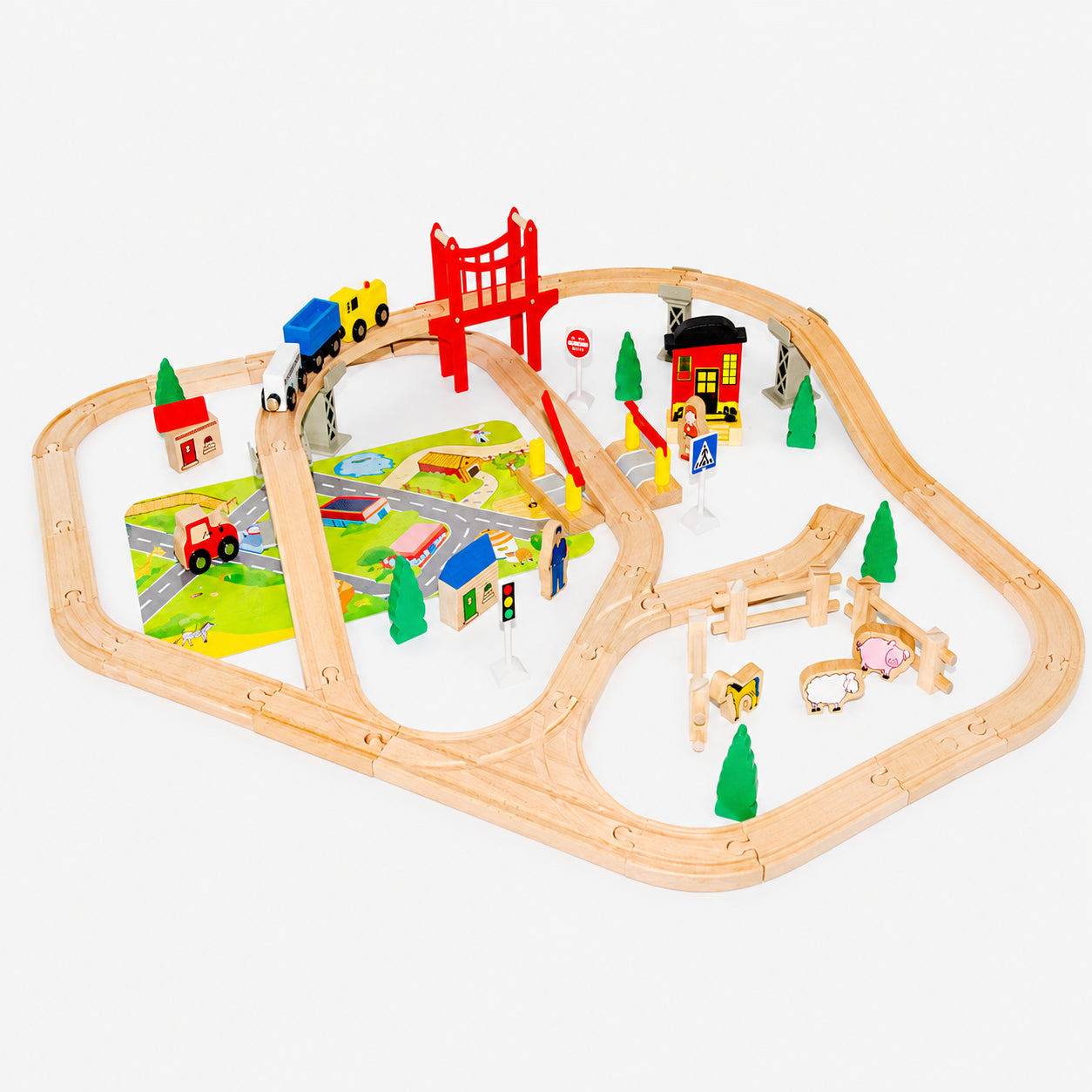 Wooden Train Track Set
