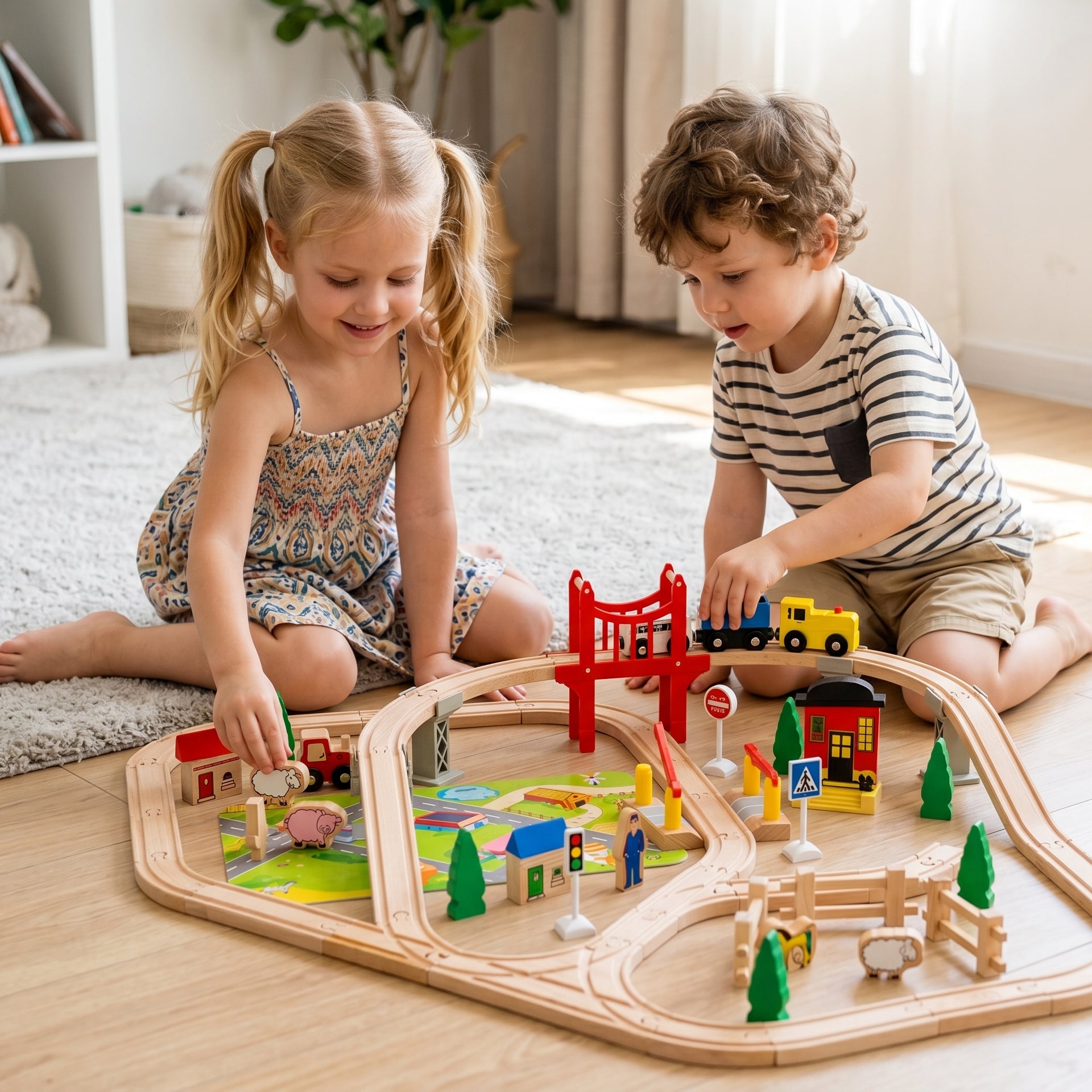 Wooden Train Track Set