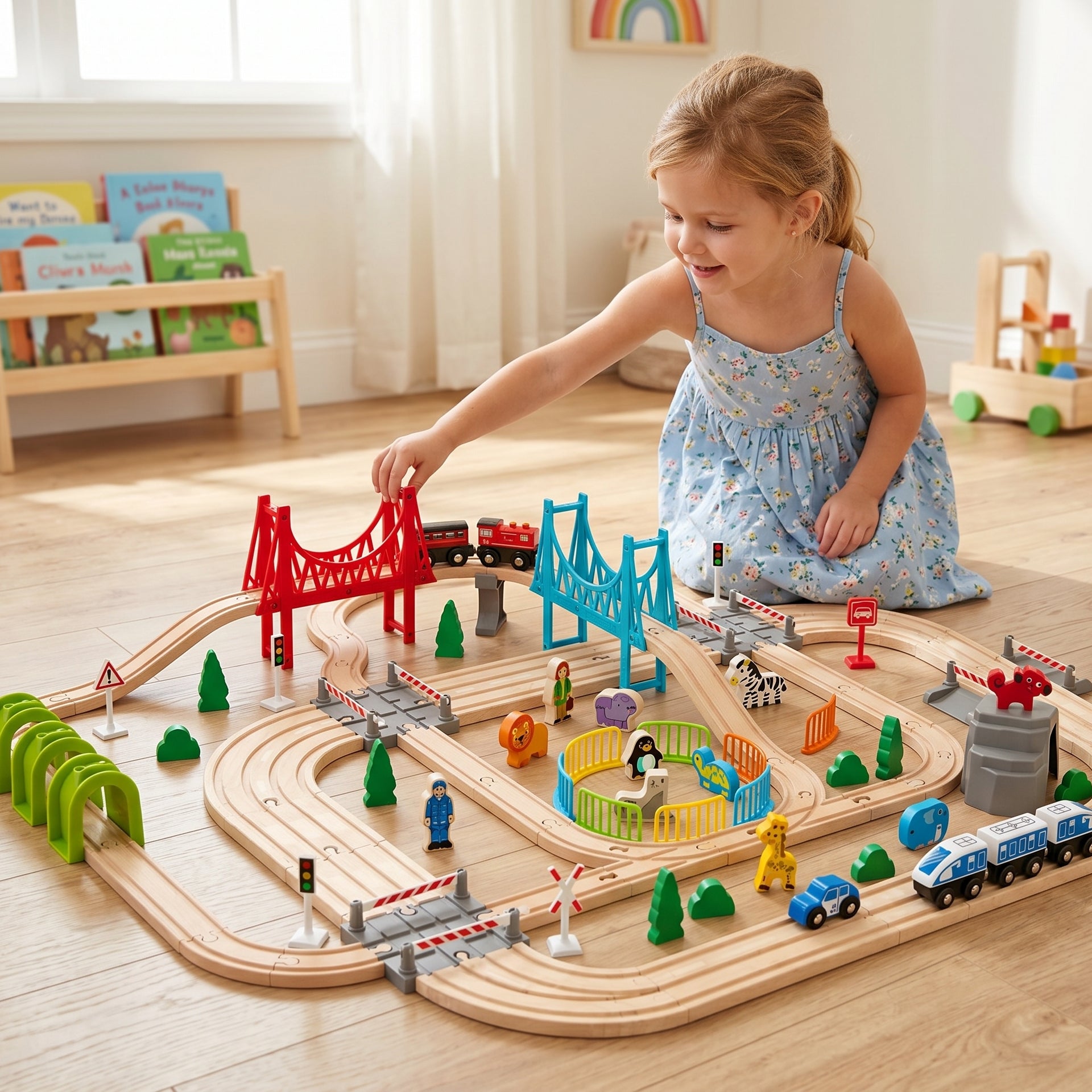 Wooden Large Train Set with Tracks