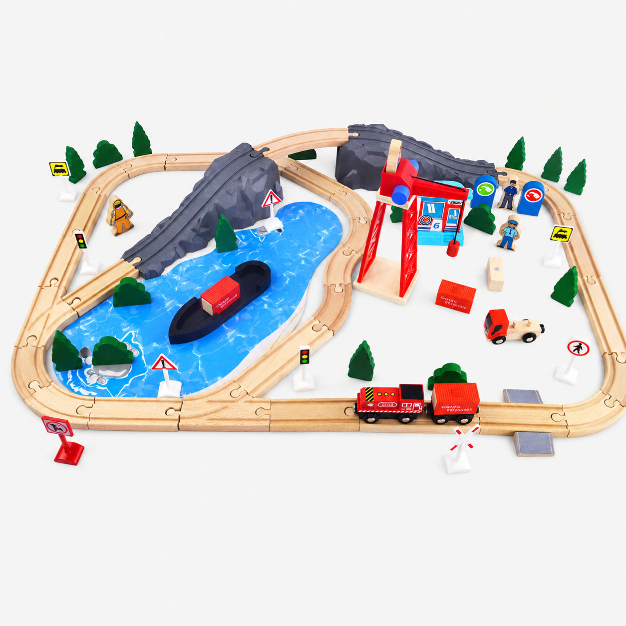 Wooden Train Track Set