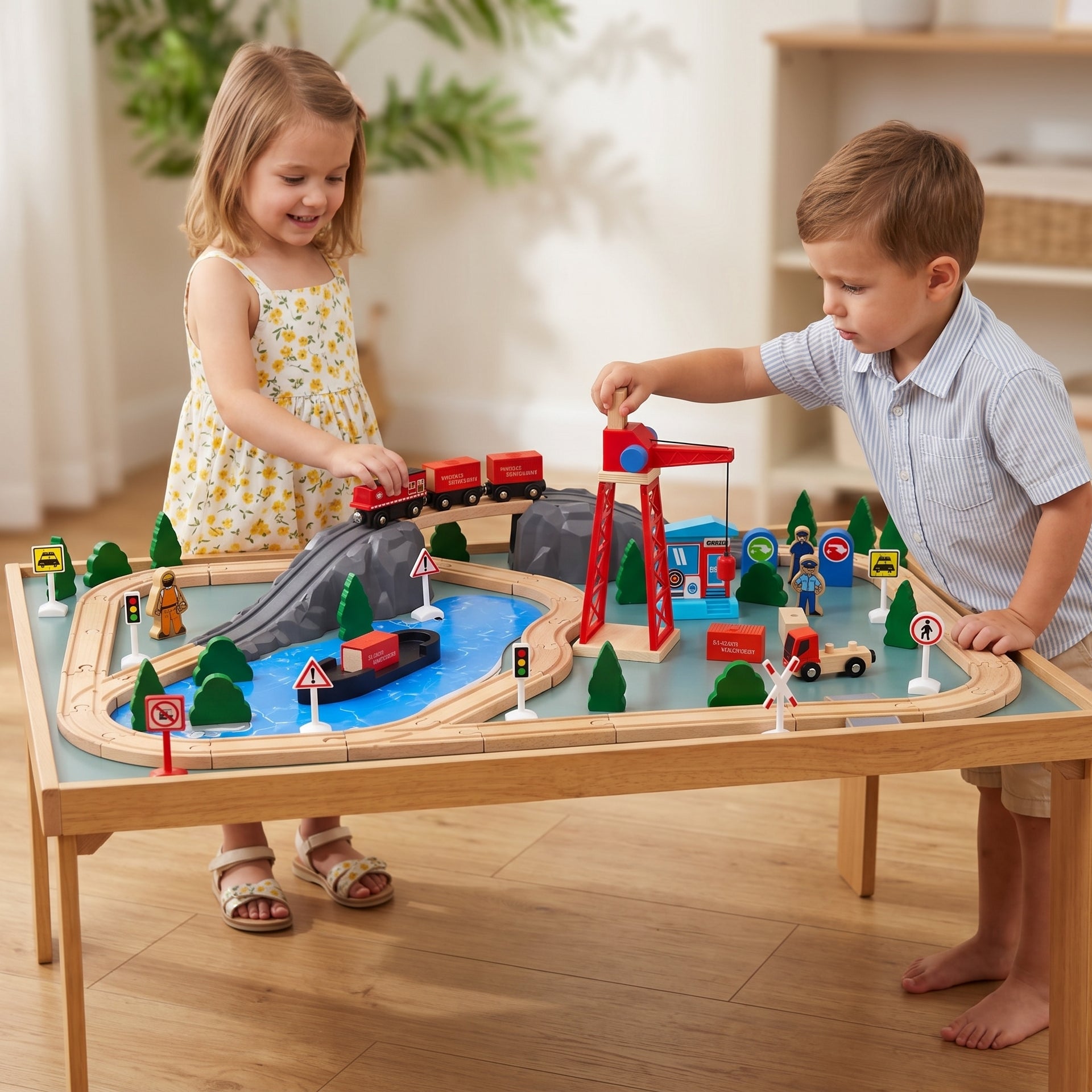 Wooden Train Track Set