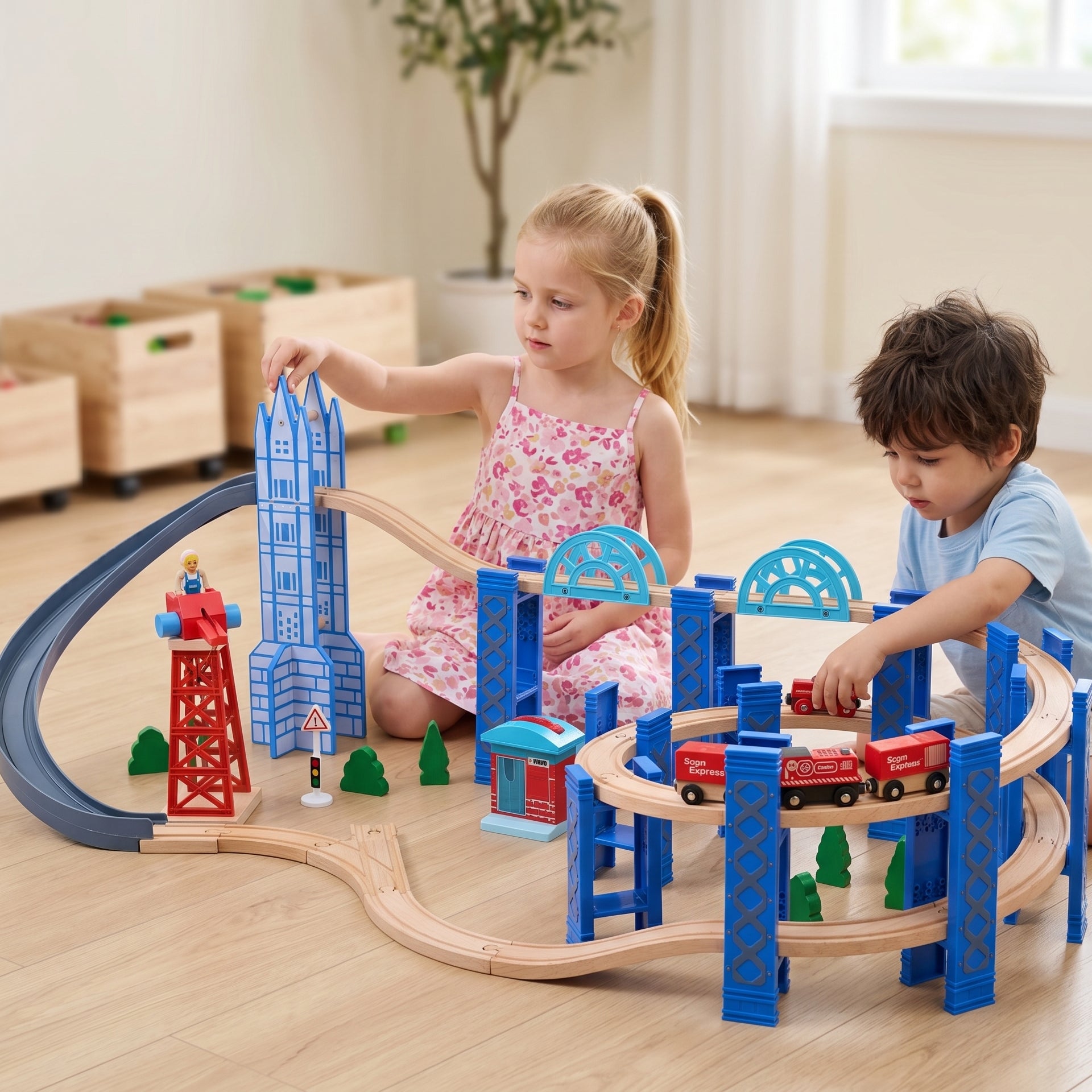 Wooden Large Train Set with Tracks