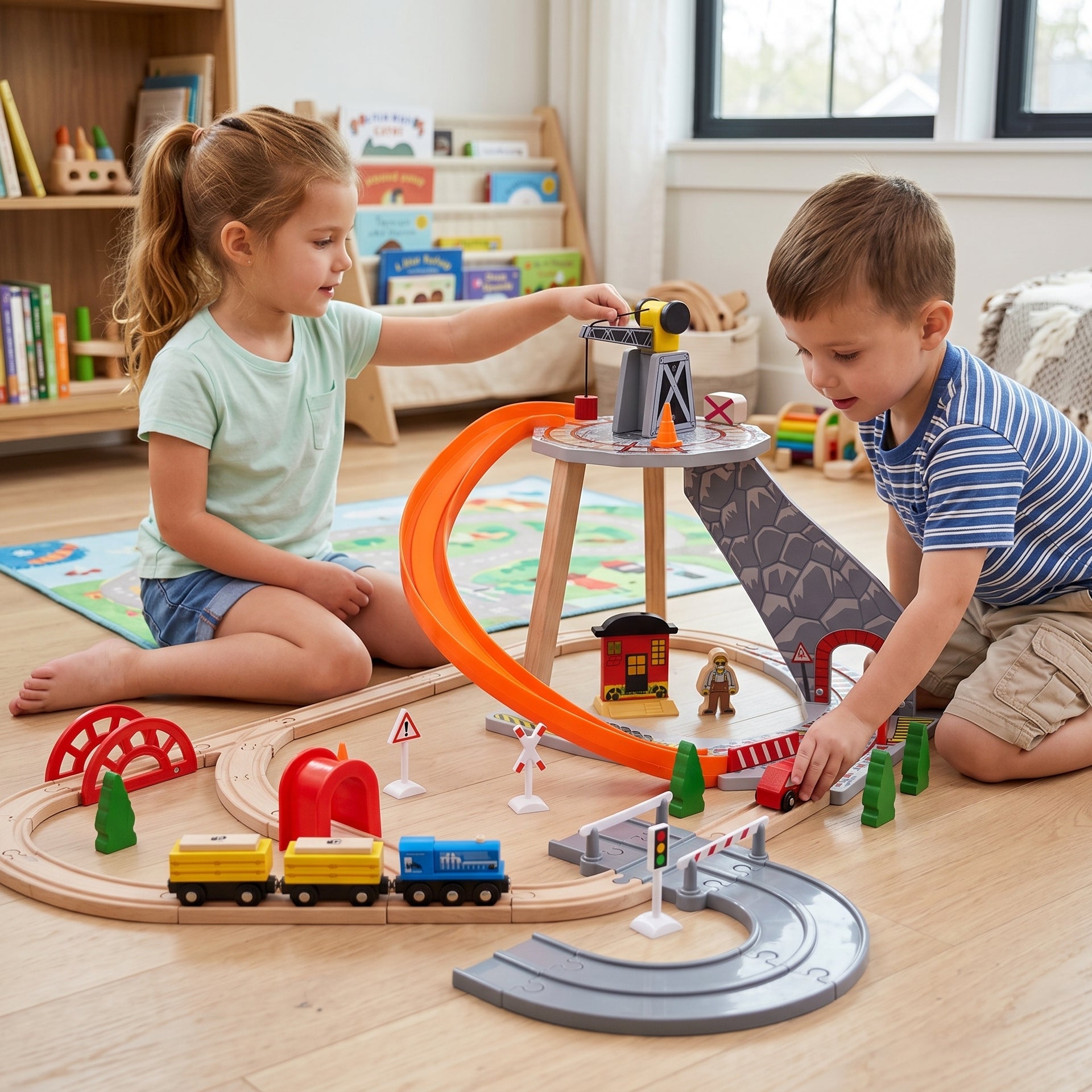 Wooden Train Track Set