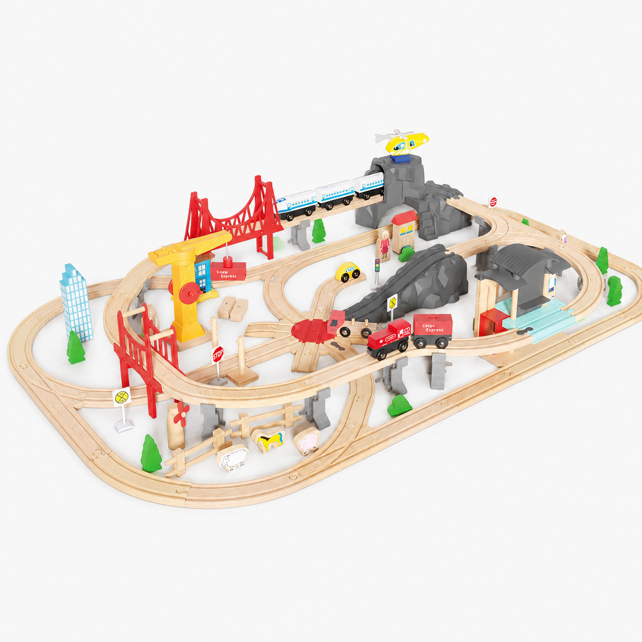 Wooden Large Train Set with Tracks