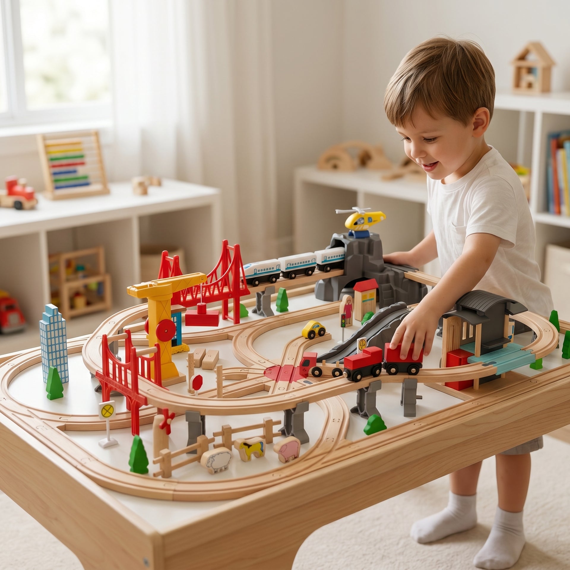 Wooden Large Train Set with Tracks