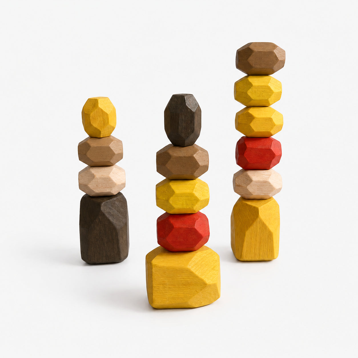 15 PCS Wooden Stone Stacking Blocks