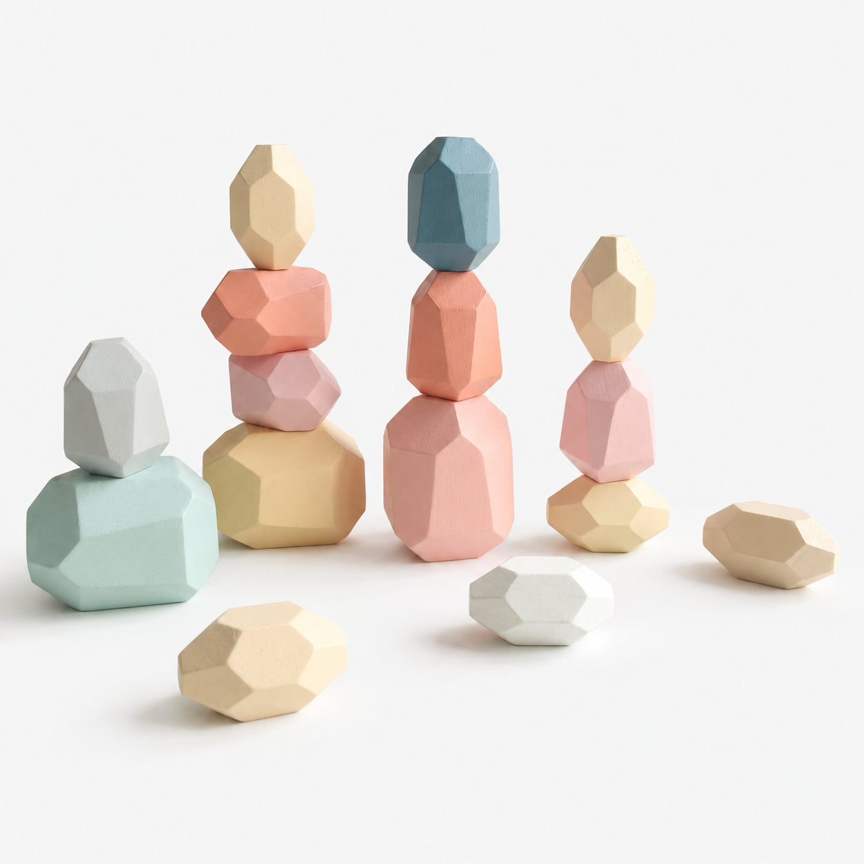15 PCS Wooden Stone Stacking Blocks