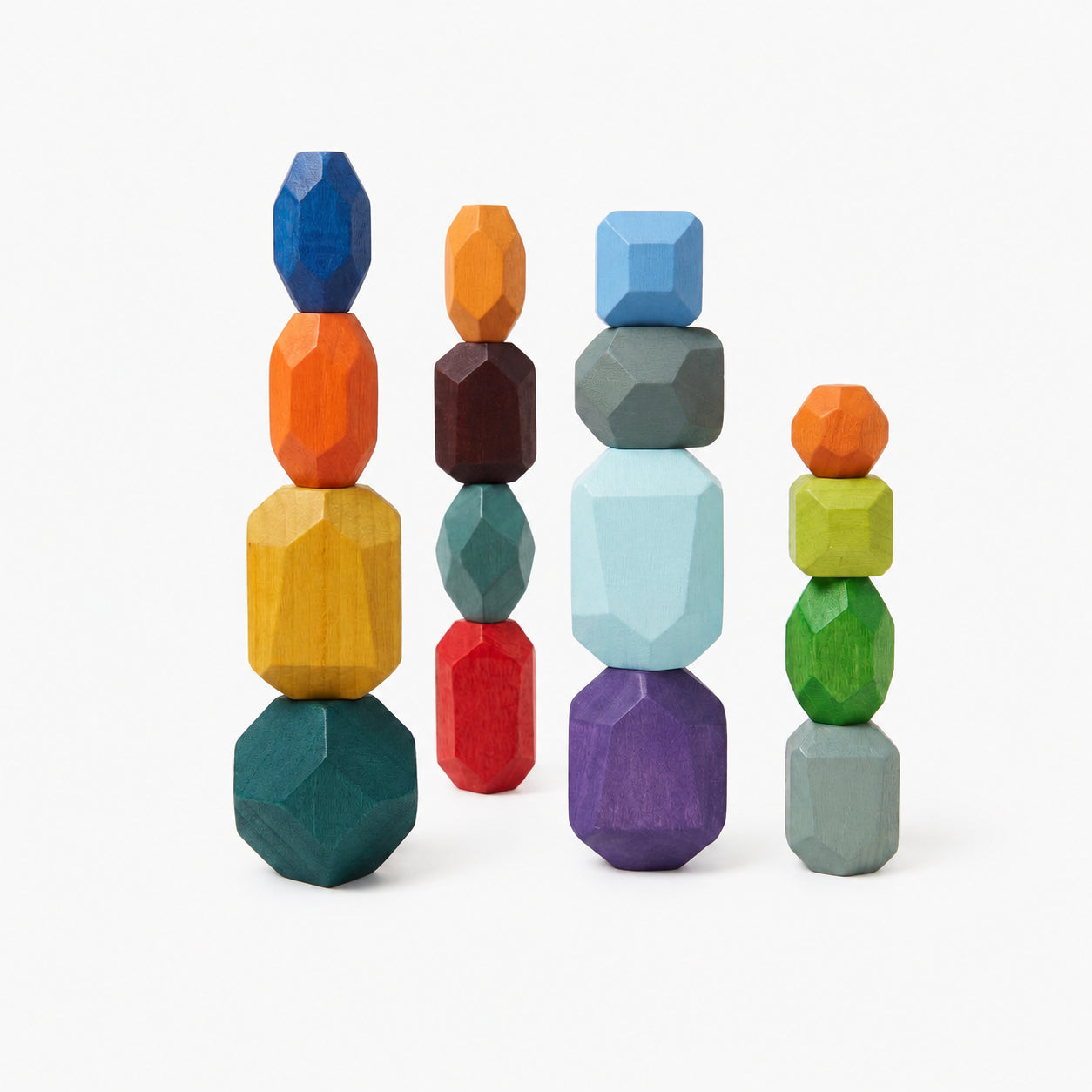 16 PCS Wooden Stone Stacking Blocks