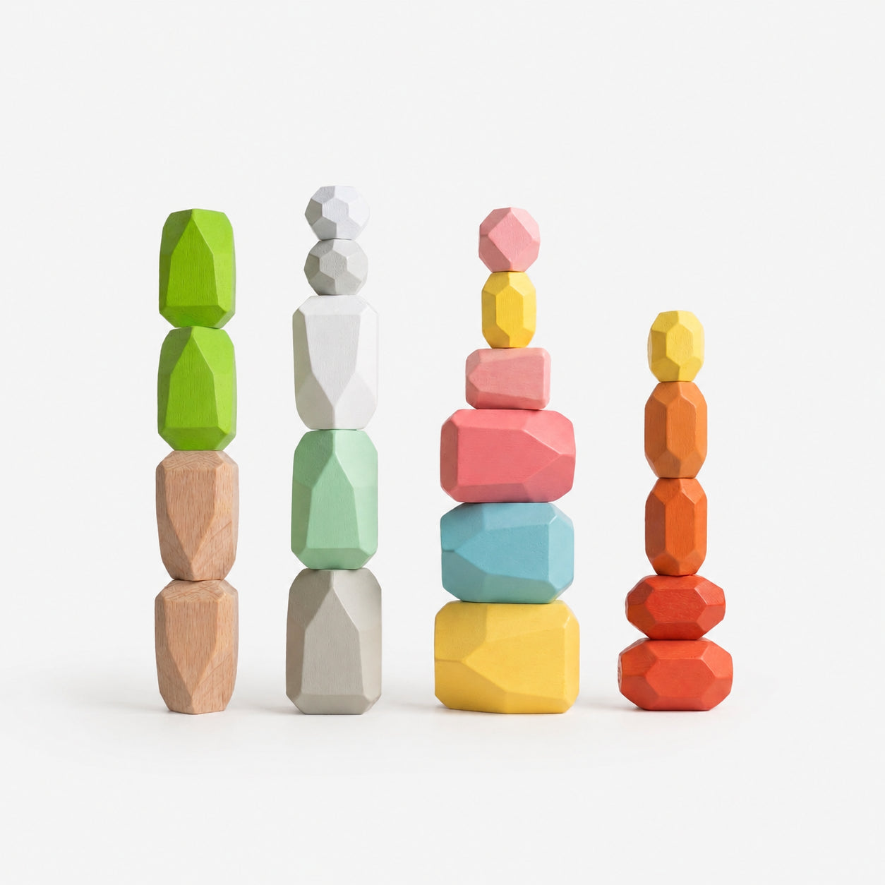 20 PCS Wooden Stone Stacking Blocks