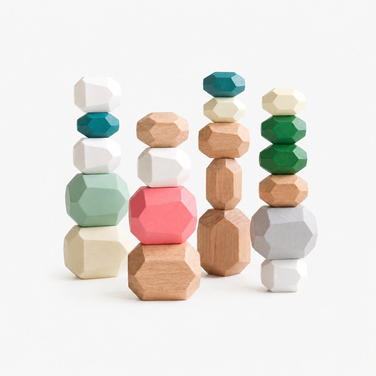 20 PCS Wooden Stone Stacking Blocks