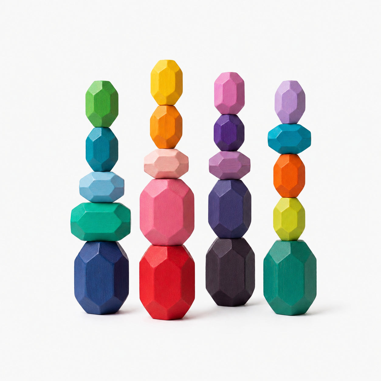 20 PCS Wooden Stone Stacking Blocks