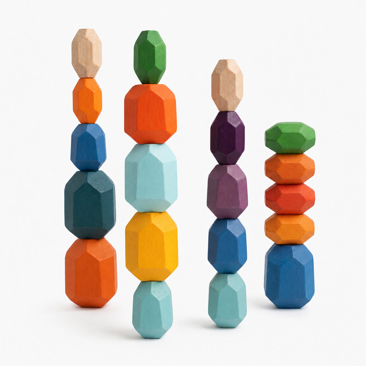 20 PCS Wooden Stone Stacking Blocks