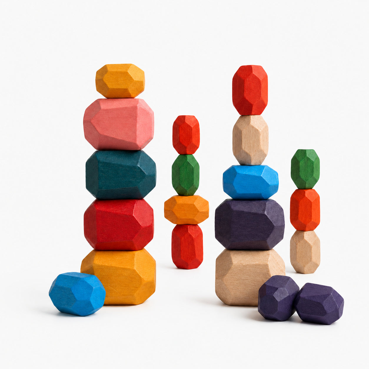 20 PCS Wooden Stone Stacking Blocks
