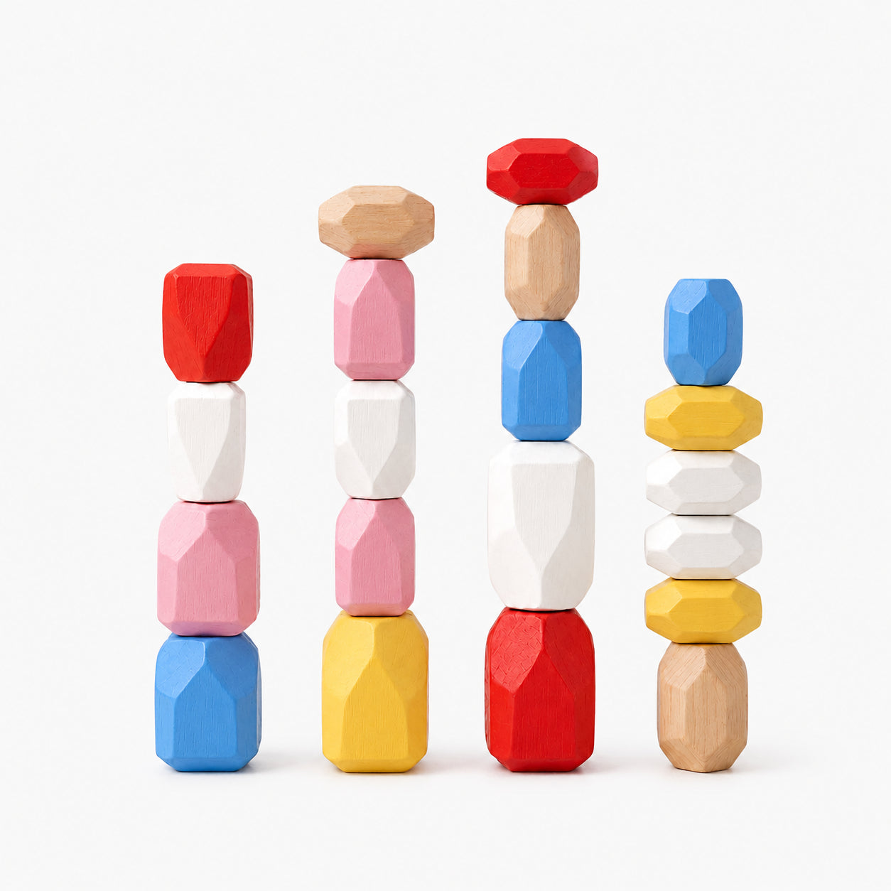 20 PCS Wooden Stone Stacking Blocks