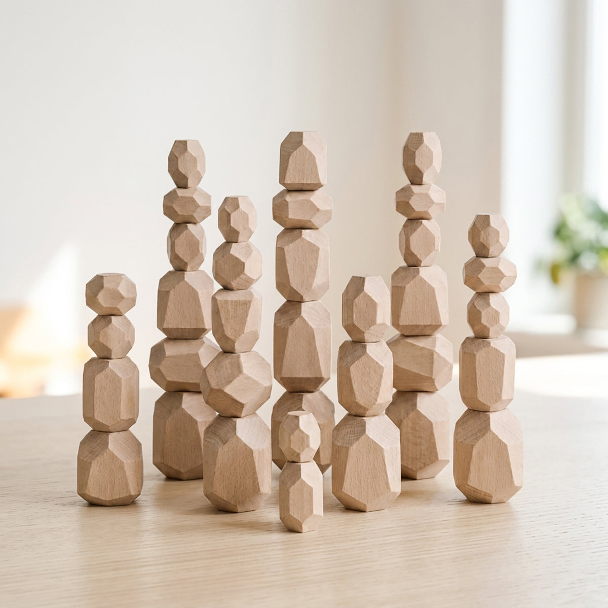 36 PCS Wooden Stone Stacking Blocks