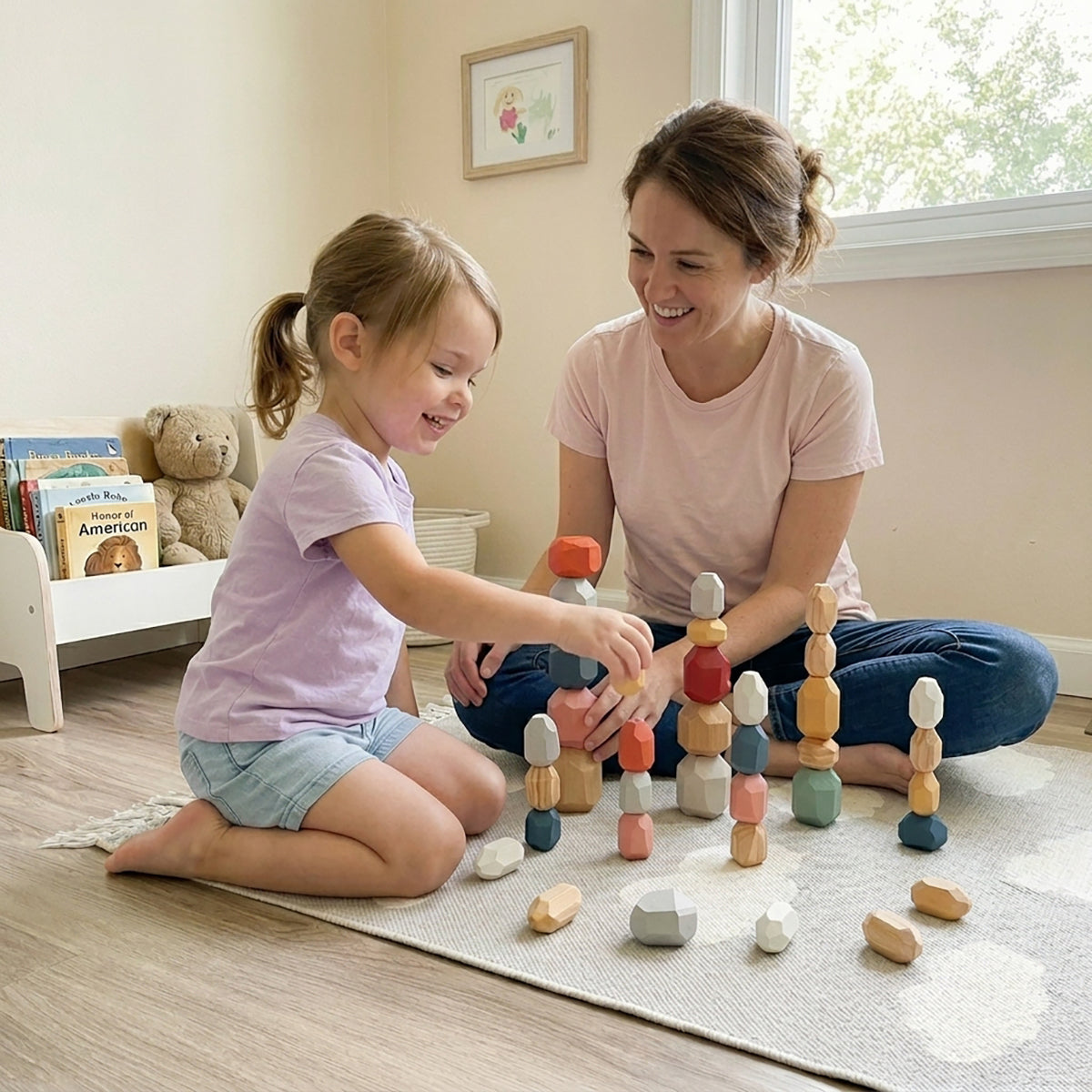 Wooden Stone Stacking Blocks