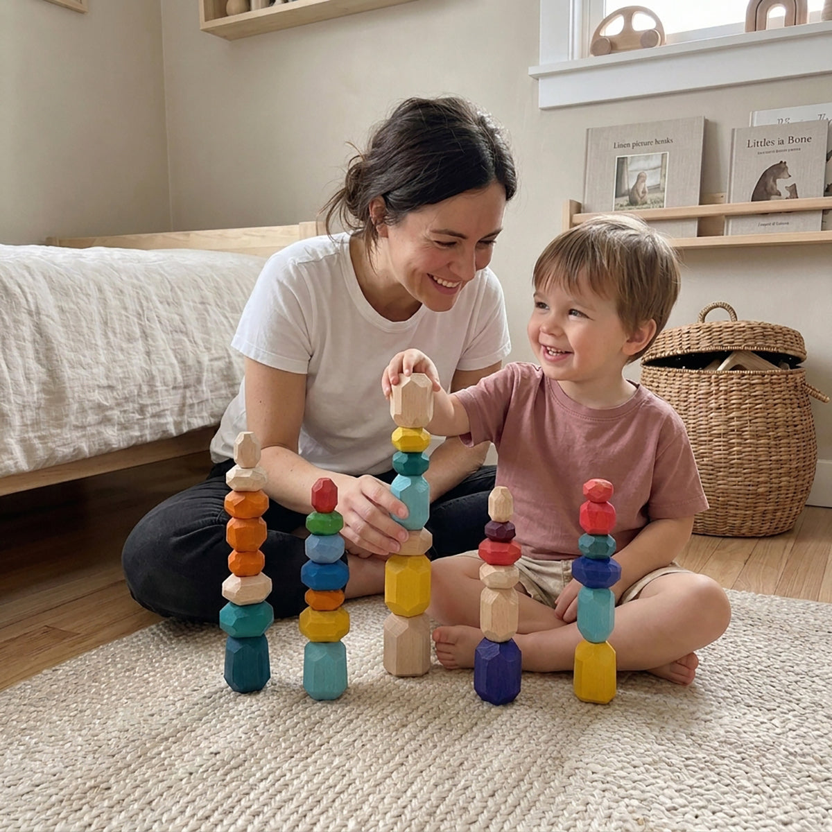 Wooden Stone Stacking Blocks