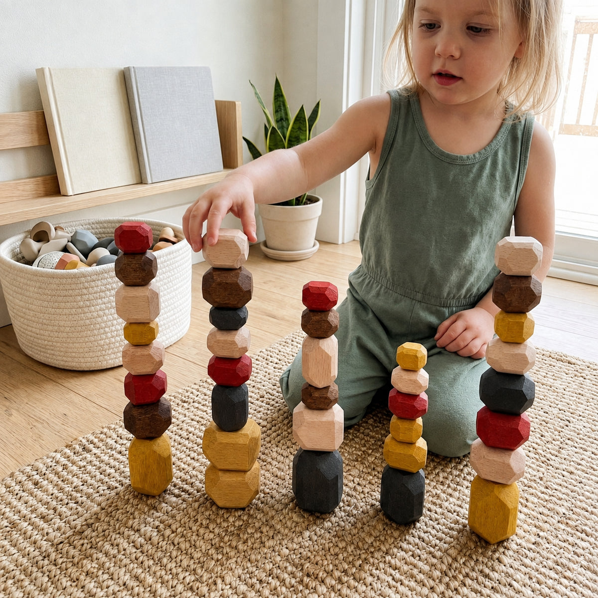 Wooden Stone Stacking Blocks