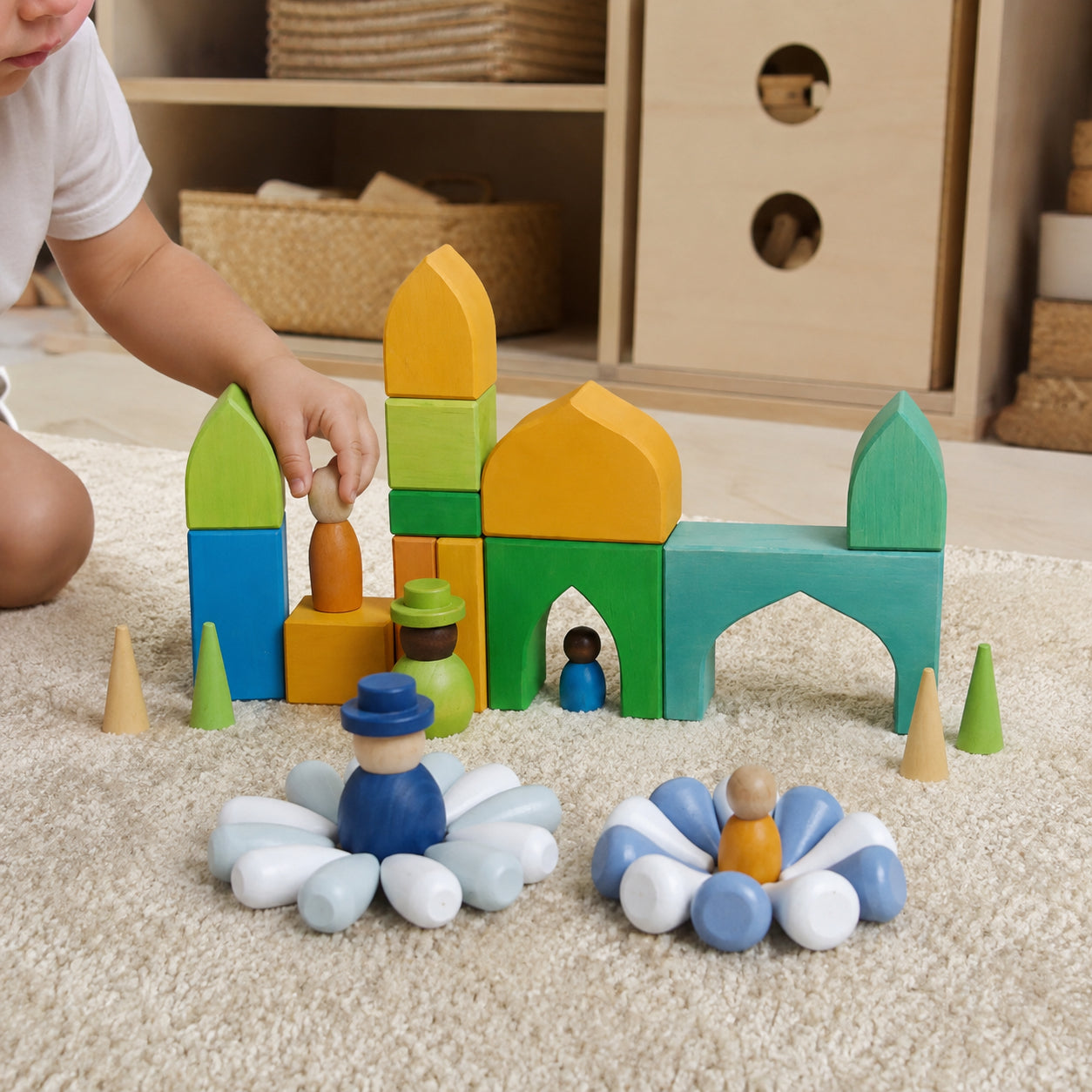 12-Piece Diverse Wooden Peg Dolls Set