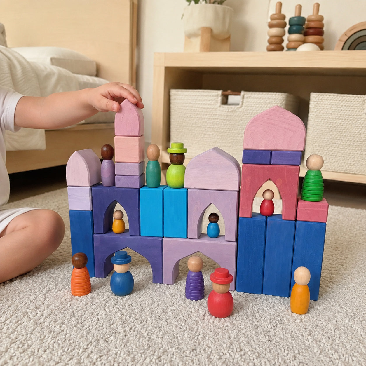 12-Piece Diverse Wooden Peg Dolls Set