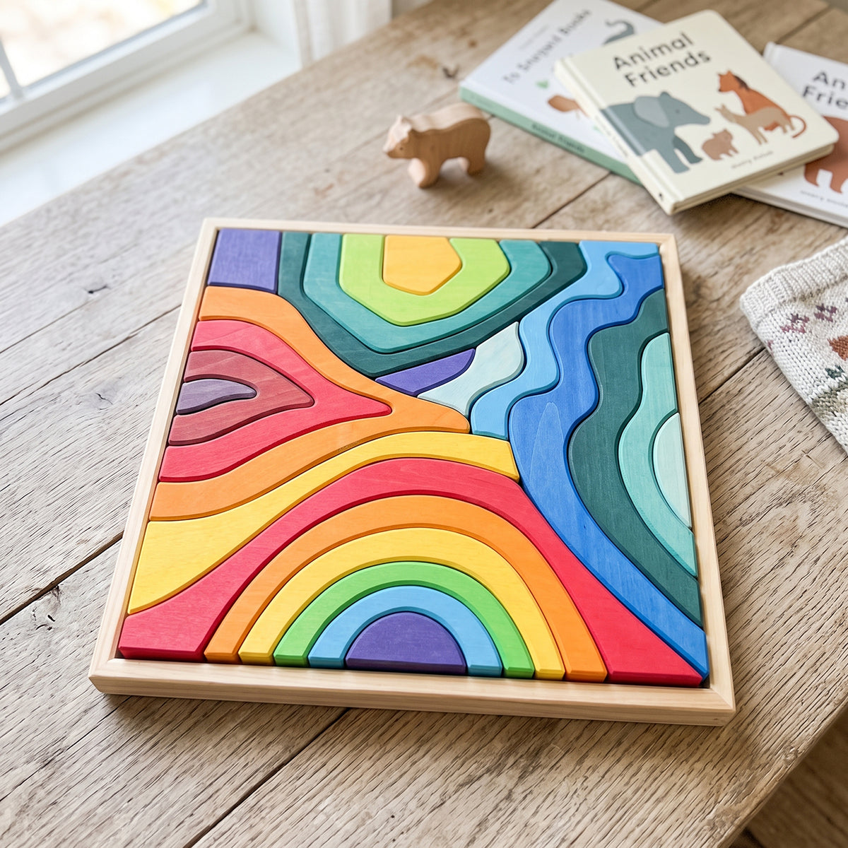 23-Piece Four Elements Large Wooden Stacking Puzzle Set