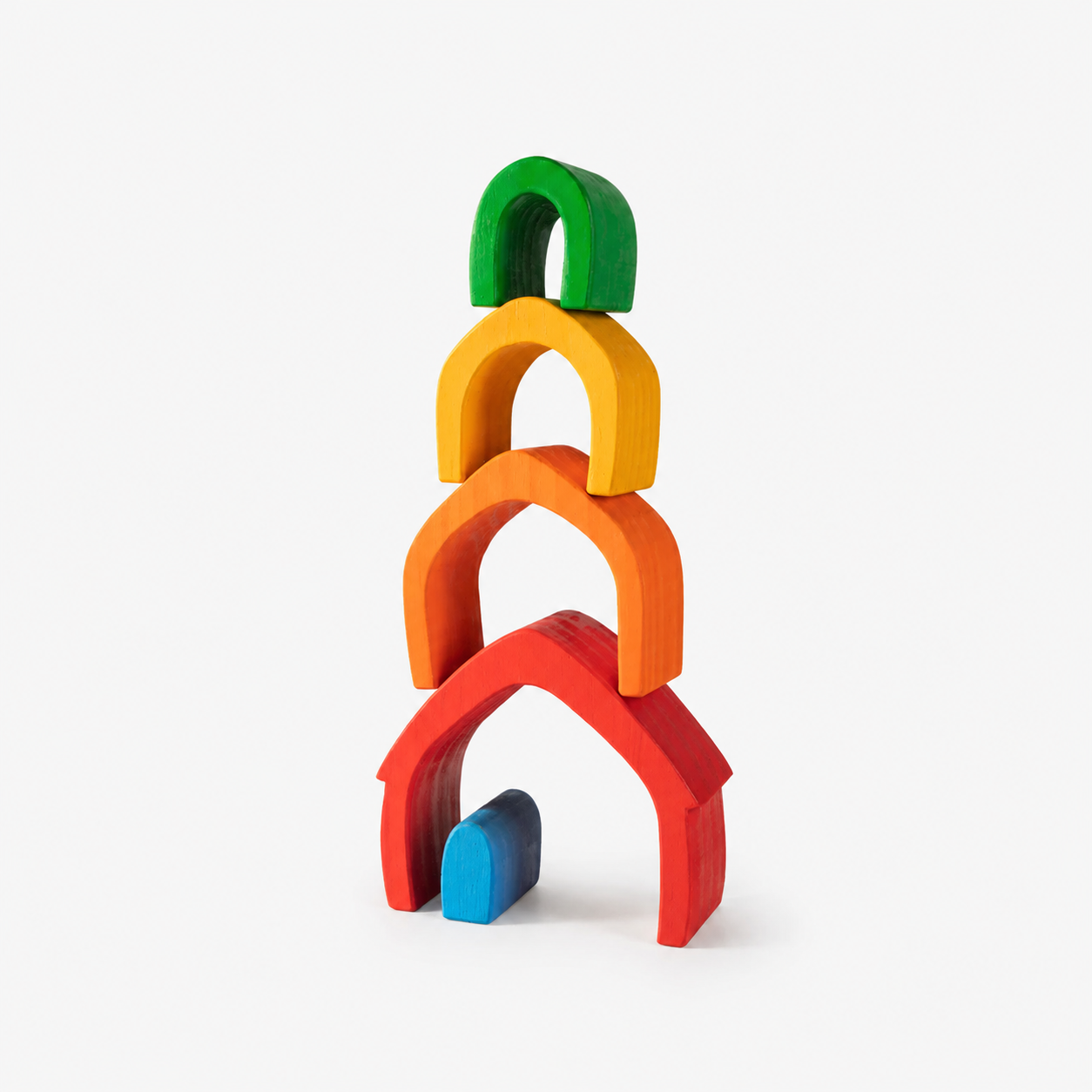 Wooden Rainbow House Stacking Puzzle Set