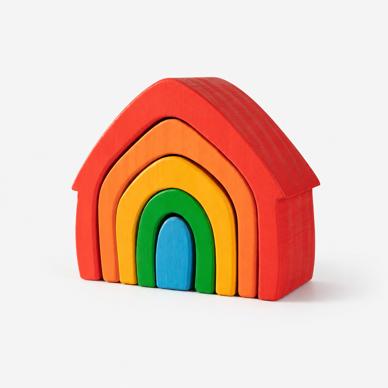 Wooden Rainbow House Stacking Puzzle Set