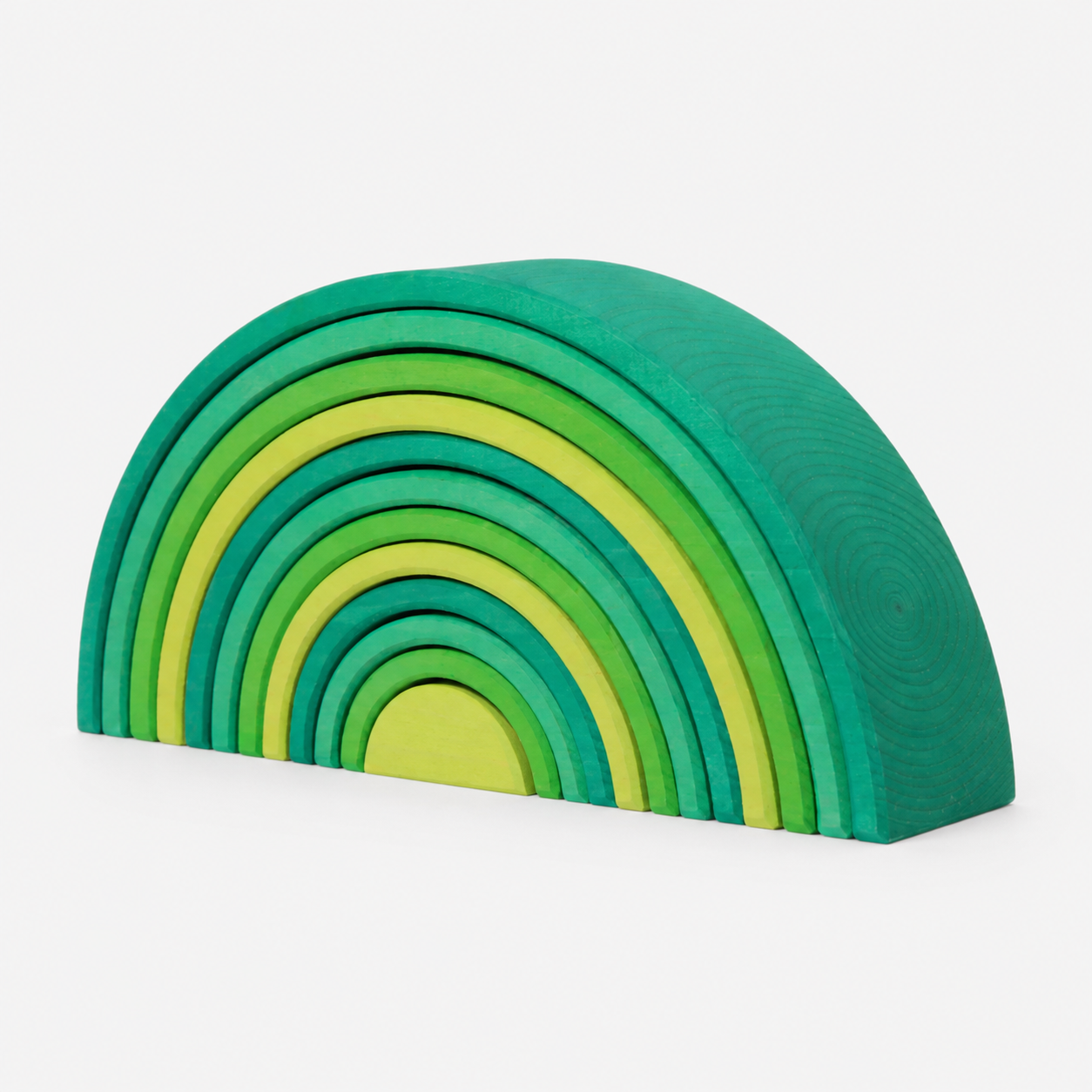12-Piece Large Meadow Green Wooden Rainbow Nesting Arches