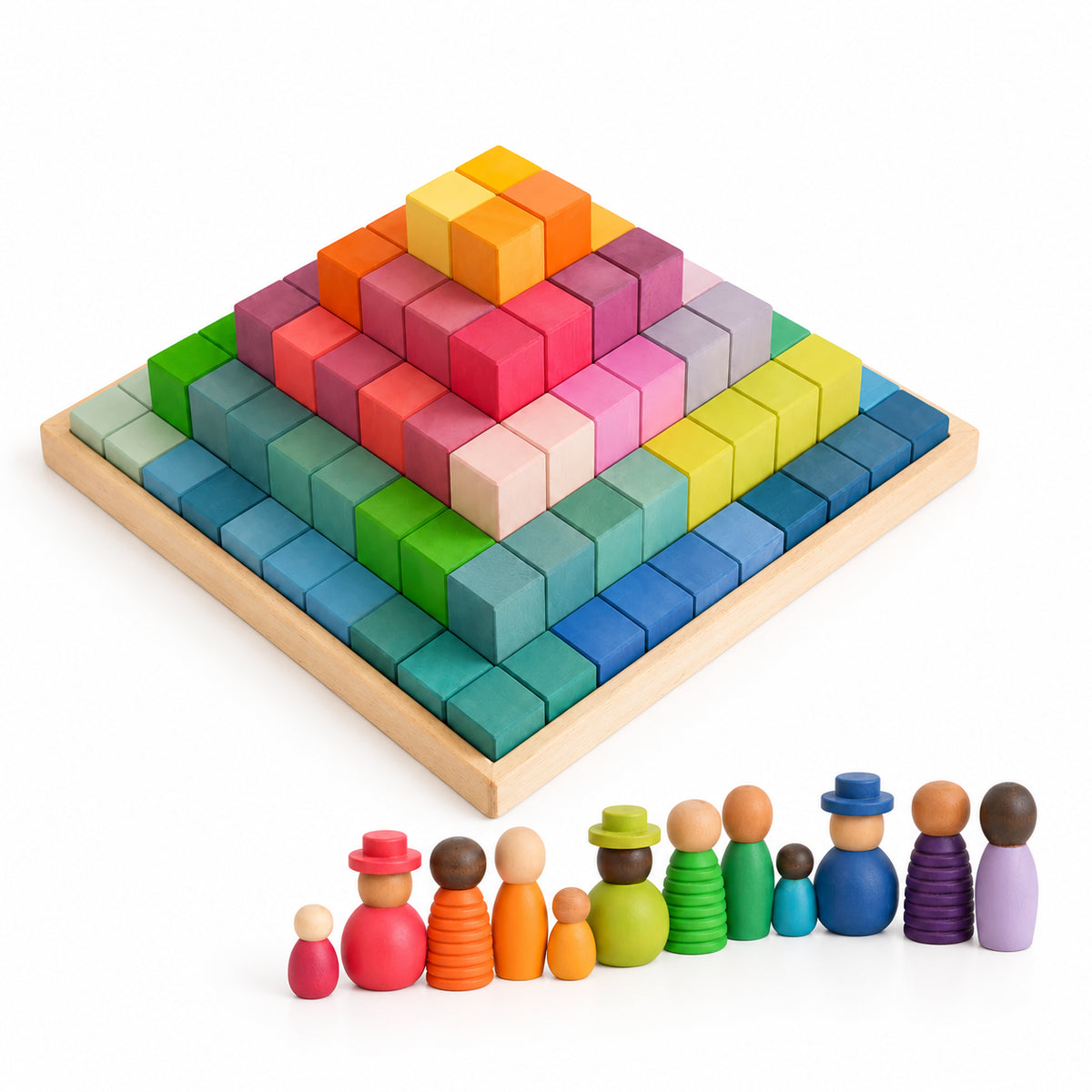 Diverse Wooden Peg Dolls Set