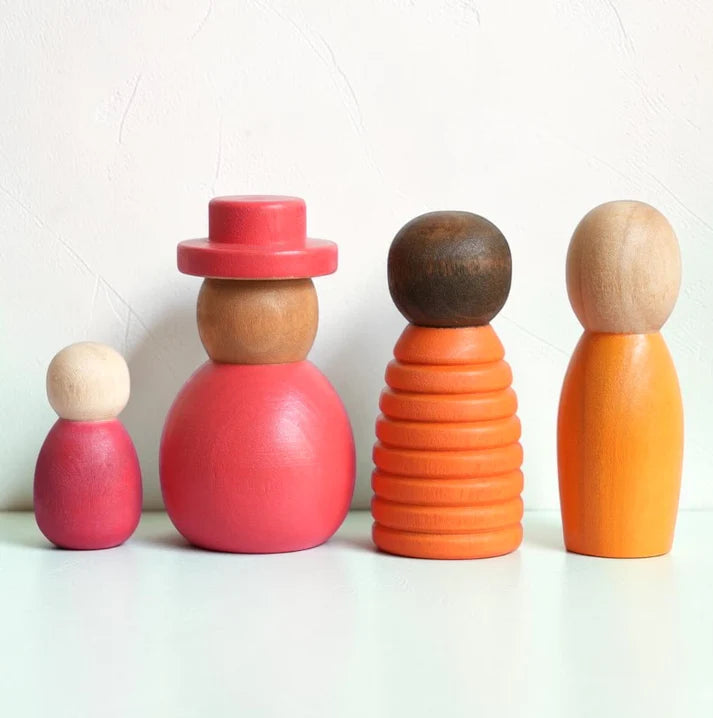 12-Piece Diverse Wooden Peg Dolls Set