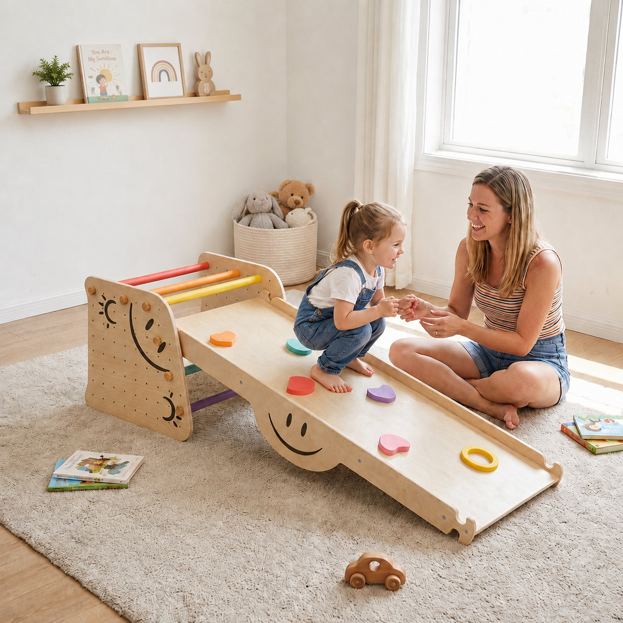 Montessori Wooden Climbing Triangle & Seesaw Set