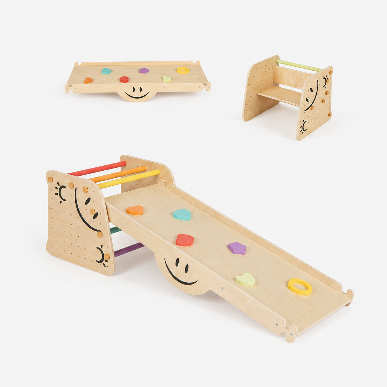 Montessori Wooden Climbing Triangle & Seesaw Set