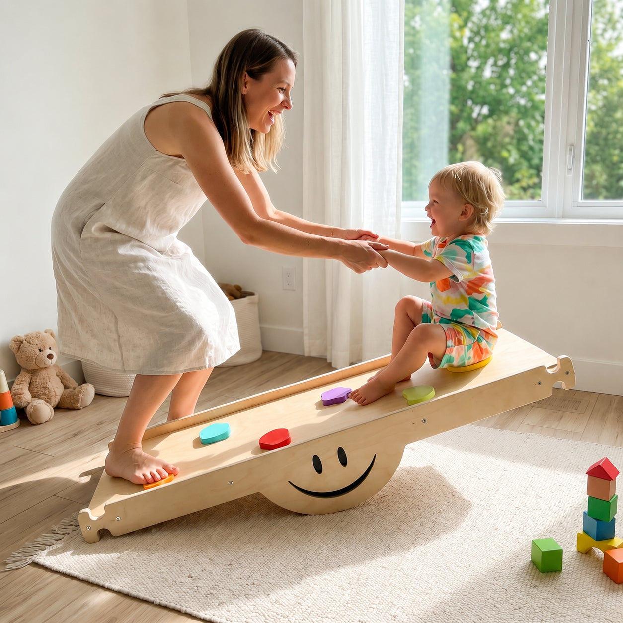 Montessori Wooden Climbing Triangle & Seesaw Set