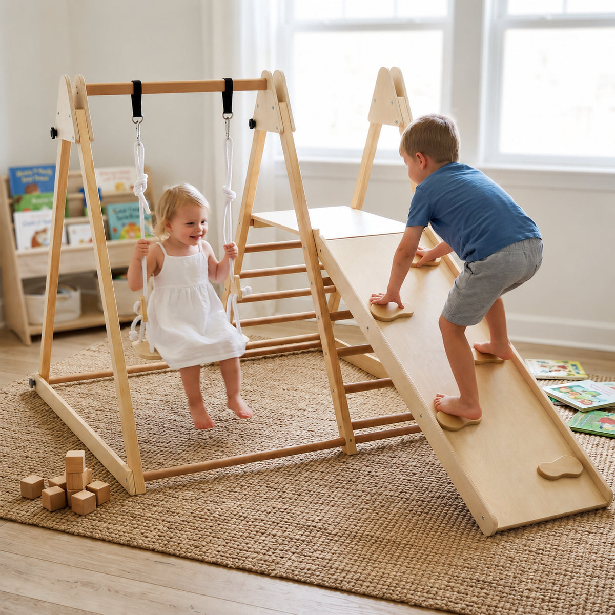 Montessori Wooden Indoor Jungle Gym