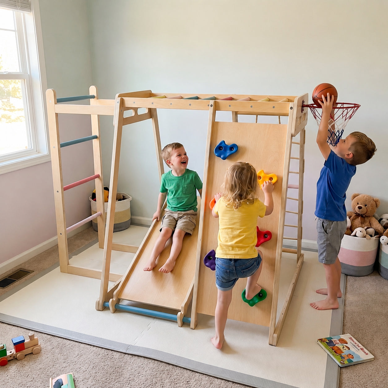 Swedish Heavy-Duty Wooden Indoor Jungle Gym